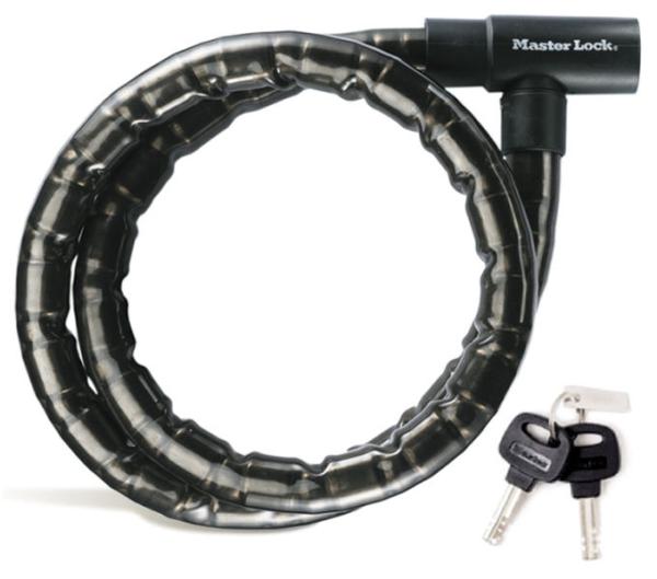 Master Lock Kabelschloss PanzR Schwarz 22 mm x 2000 mm Schl&uuml;ssel